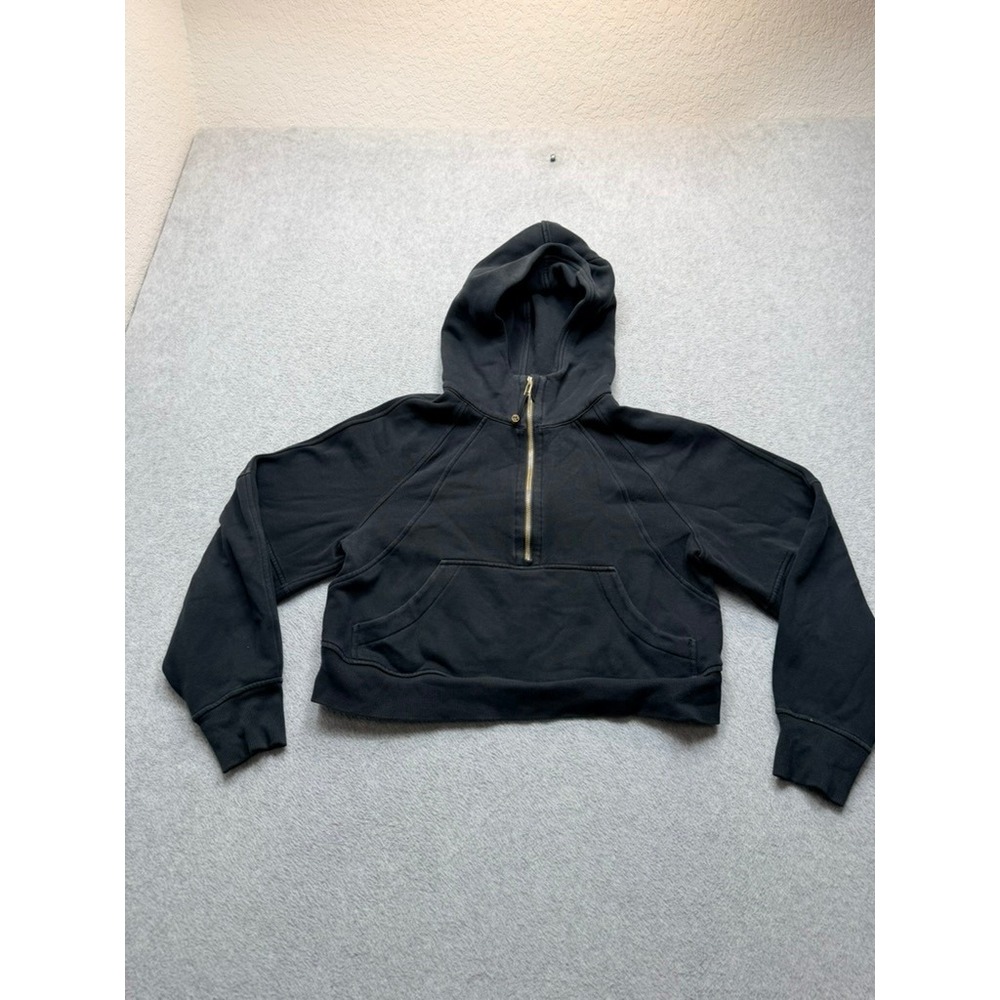 Lululemon Scuba Oversized Half Zip Hoodie Black Gold Zip LW3IG3S XS/S